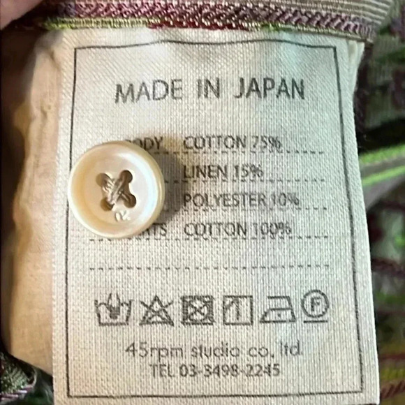 Women's made in Japan cotton and linen Y2K Streetwear unique Green white pants - Picture 7 of 10